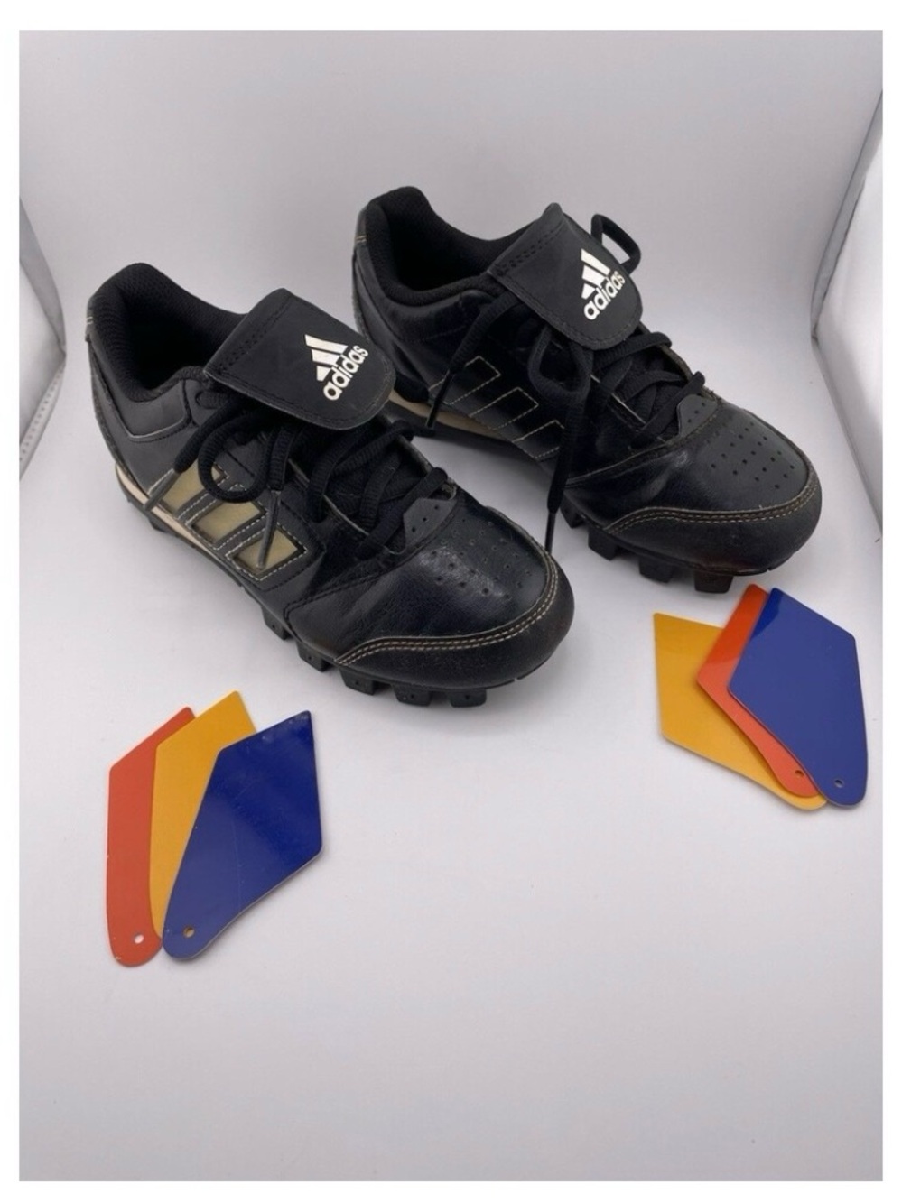 Adidas Baseball Cleats Youth Size 1 Black Change Up MD 2 K Color Inserts - Picture 6 of 9